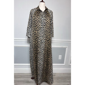 GEORGIE KEYLOUN (L) Animal Print Hostess Maxi Gown-VTG-60's-TALON ZIPPER-Caftan-